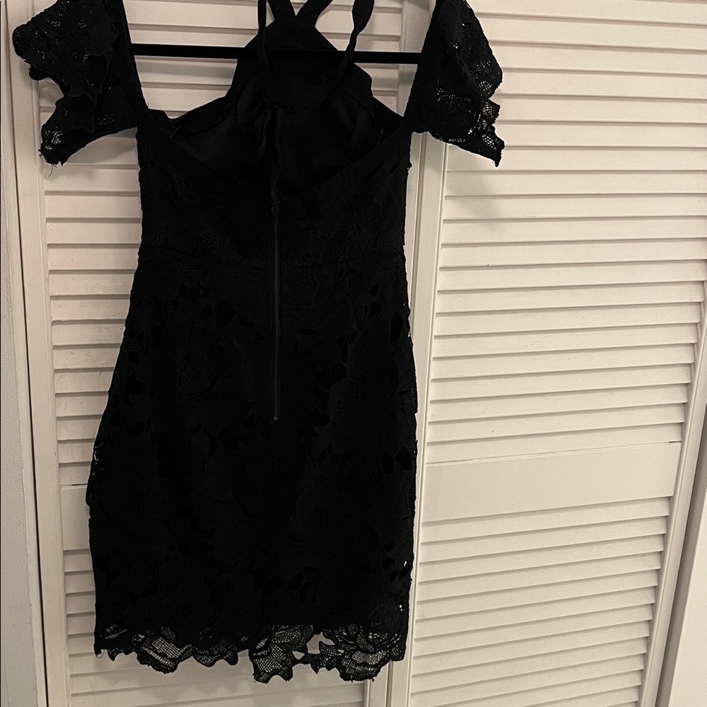 Lush Black Lace Mini Dress S - Picture 5 of 7
